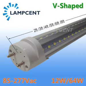 10/Pack T8 V Shape LED Tube Bulb 2FT 3FT 4FT 5FT 6FT G13 Bi-Pin Clear 6500K - Picture 1 of 12