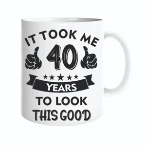 Me tomó 40 años lucir esta buena taza de café de té de cerámica blanca regalo de cumpleaños - Imagen 1 de 8