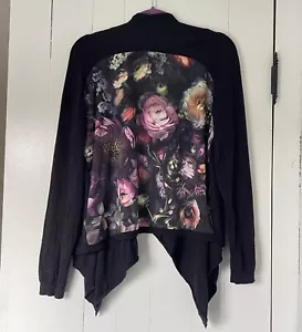 Ted Baker Sz 4 Black Floral Panel Long Sleeve Open Front Vonya Cardigan Sweater - Picture 1 of 6
