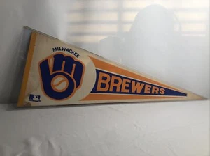Vintage 1970s Milwaukee Brewers Full Size Felt Pennant Rare MLB w Case. Stained - Picture 1 of 8
