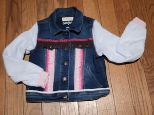 UPCYCLED Cat & Jack Sz M Jean Jacket-Art -Appliqued - Unique - Picture 1 of 4