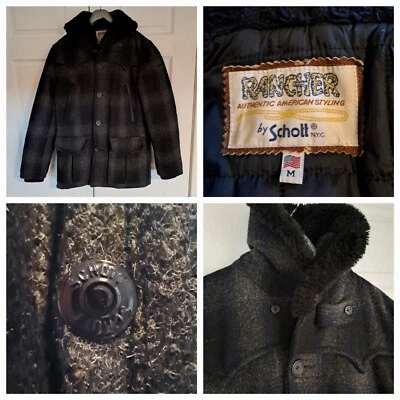 Schott NYC Rancher Chore Coat 1980'S Work Jacket WOOL MIX Quilted Size M - Image 1 of 4