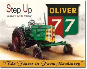 Oliver 77 TIN SIGN vtg antique tractor metal poster wall decor farm ad art 1861 - Picture 1 of 7