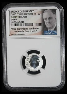 2015-P Silver Rev. Proof Dime - NGC PF-69 - March of Dimes FDR Label TQW2978/RH - Picture 1 of 2