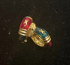 Joan Rivers Blue Red Green Enamel X Gold-tone Pierced Earrings - Picture 1 of 2