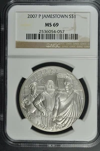 2007 P Jamestown $1 Silver 400th Anniversary coin-NGC MS 69 - Picture 1 of 2