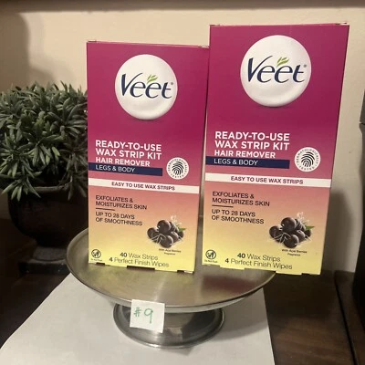 2x Veet Ready-To-Use Wax Strip Kit Hair Remover Legs & Body (40 Wax Strips Ea - Image 1 of 2