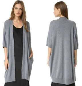 Vince 100% Cashmere Short Sleeve Open Cardigan Heather Grey Size Small - Picture 1 of 8