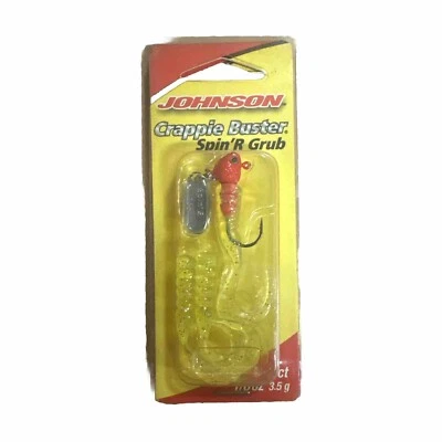 Johnson Crappie Buster Spin R' Grub 1/8 oz Chartreuse con cebo para peces Red Head Pan  Foto 1 de 3