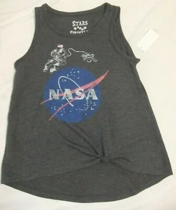 NWT Little Girls XS 4/5 NASA Sleeveless Knot Front Tank Gray Space Astronaut - Picture 1 of 3