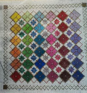 Handpainted Needlepoint Zweigart Canvas on 13m Quilted Diamond Shape - Picture 1 of 5