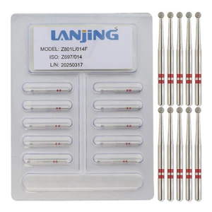 Dental Zirconia Diamond Bur Prep Burr Long Neck Round FG Z801L/014F Fine Grit - Picture 1 of 8