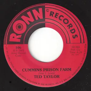 ♫TED TAYLOR Cummins Prison Farm/Houston Town Ronn 106 BLUES SOUL 1981 45RPM♫ - Picture 1 of 2