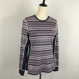 KARI TRAA Womens sz Large Multi Color Lune Long Sleeve Ski Base Layer Top Shirt - Picture 1 of 7