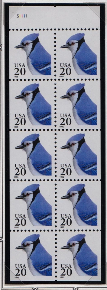 1995 Blue Jay postcard rate 20c Sc 2483a never folded pane plate number S1111 - Image 1 of 1