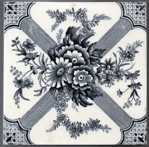 Aesthetic style Victorian original antique Pilkingtons Indigo transfer tile Cover