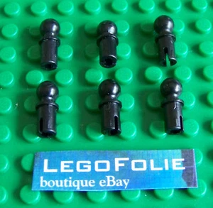 6 X Lego Technic 6628 Pin with Frict. Ridges andTowball - Black - Imagen 1 de 1