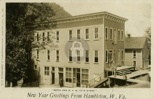 Hotel & O. C. M. Company's Store, Hambleton, WV Vintage Postcard COPY - Picture 1 of 2