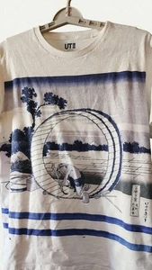 Uniqlo x Hokusai Blue UT Japanese theme big logo tee shirt Large Nice D25  - Picture 1 of 5