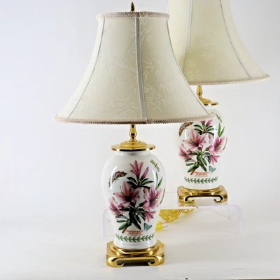 2 Portmeirion Botanic Garden Table Lamps Rhododendrum Liliiflorum Azalea - Image 1 of 4