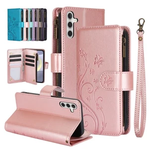 For Samsung Galaxy 24 Ultra S23 S22 S21 S20FE Magnetic Leather Wallet Stand Case - Picture 1 of 66