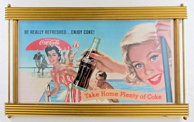 Rare Coca-Cola 1959 "Pool Party" Poster in Original Frame - Image 1 of 4