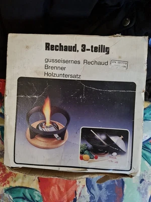 Rechaud, mit Brennpastenbrenner und Gußeisen Stövchen - Bild 1 von 3