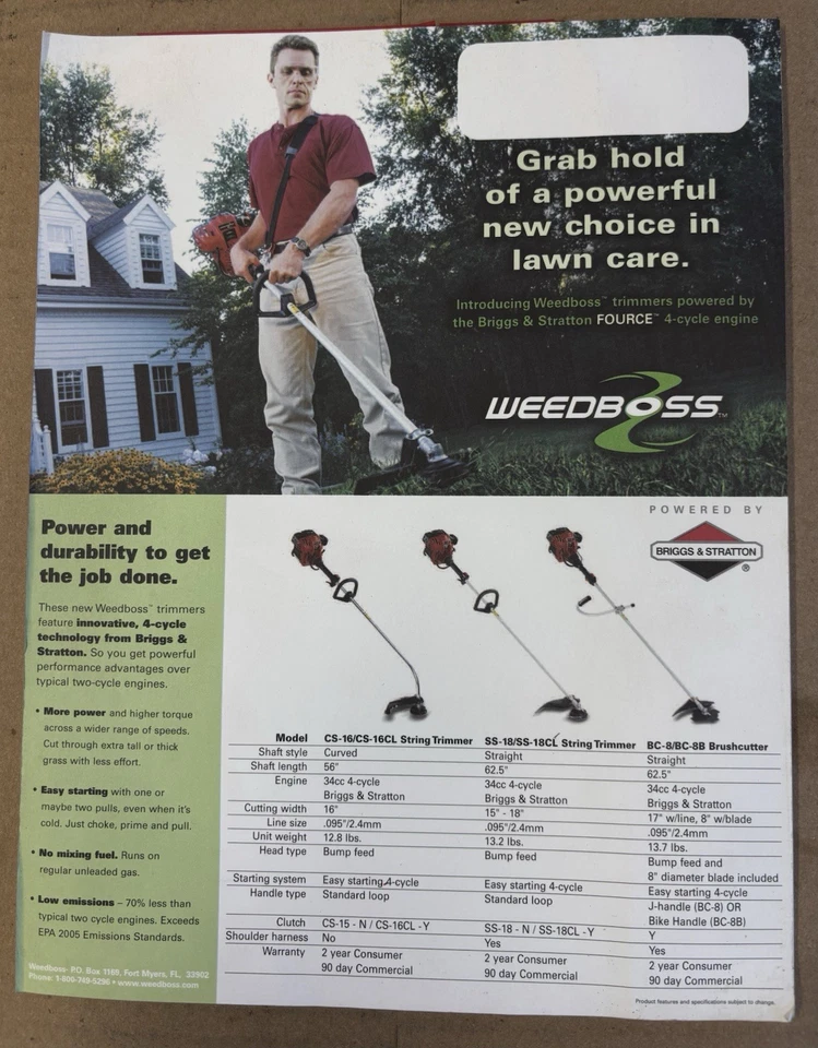 Literatura recortadora Briggs & Stratton WeedBoss. 8 1/2”x11” Foto 1 de 1