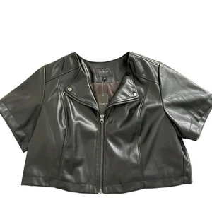 Chaqueta de moto recortada de manga corta de cuero sintético tórrido 3X nueva con etiquetas - Imagen 1 de 9