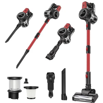 DAYPLUS 6in1 LED Kabelloser Akku Staubsauger Tragbarer Beutelloser Handstaubsauger 5000W