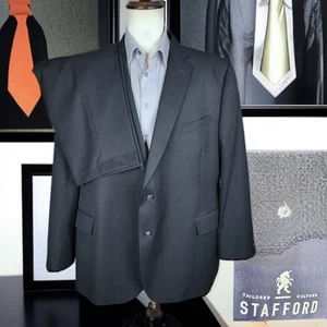 Stafford 2 Piece Suit Mens 2 Piece Suit Mens 52R 40X30 Black Double Vented - Picture 1 of 12