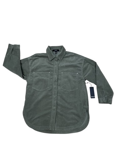 VETEMENTS Giacca camicia donna velluto a coste verde New Forever 21 taglia small bottoni a pressione casual