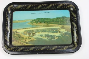 Vintage 40er Great Falls, Montana Tablett mit Metallspitze - Sammlernachlass - Bild 1 von 3
