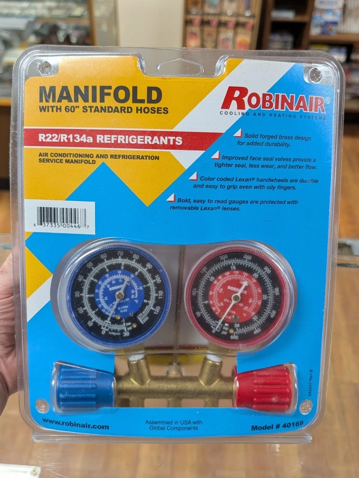 Robinair (40169) Juego de colectores de rueda lateral estándar - Mangueras de 60", accesorios de 1/4" Foto 1 de 4