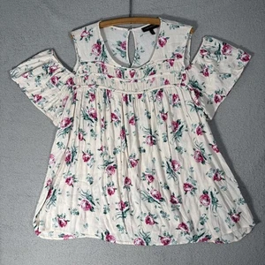 Lane Bryant Top Women Size 18/20 Floral Cold Shoulder Feminine Soft Girl Cottage - Picture 1 of 15