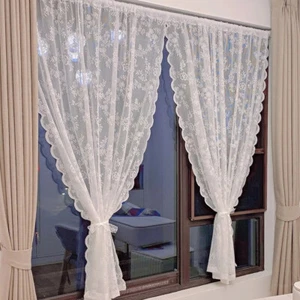 Lace Floral Voile Net Curtains Sheer Panels Indoor Garden Patio Drapes Slot Top - Picture 1 of 13