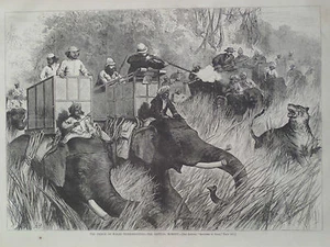 TIGER HUNT IN INDIA FROM ELEPHANTS HARPER’S WEEKLY 1876 - Picture 1 of 2