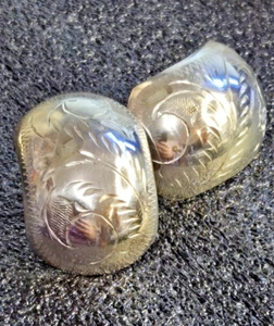 Stamped 1970's Vivah 925 Sterling Silver Etched Dome Post Stud Earrings 6.9 Gr - Picture 1 of 11
