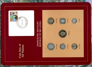 Juegos de monedas de todas las naciones Sri Lanka con tarjeta UNC 1978 pero rupia, 25 y 50 centavos 1982 - Imagen 1 de 2