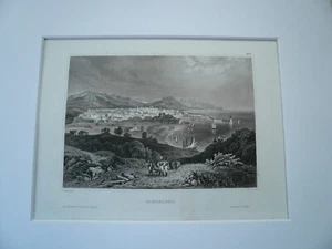 Barcelona, anno 1850, steelengraving, Bibliographisches Institut, ORIGINAL, moun - Picture 1 of 2