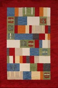 Red Hand-tufted Indian Rug Wool Gabbeh Area Rug 5x8 ft - Picture 1 of 14