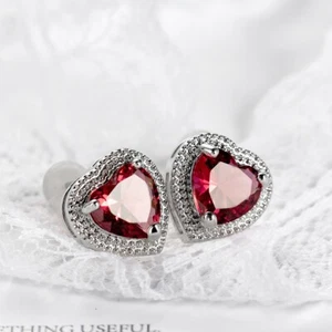 Cubic Zircon Earrings Jewelry Creative Heart Shaped White Gold Filled Earrings - Picture 1 of 5