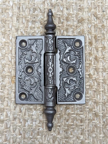 3" x 3" Antique Ornate Cast Iron Steeple Hinges Cover