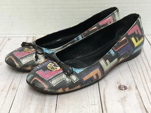 FENDI MULTI-COLOR ZUCCA COATED CANVAS LOGO CHARM BALLERINA FLATS ~ US 8/38.5 - Picture 1 of 15