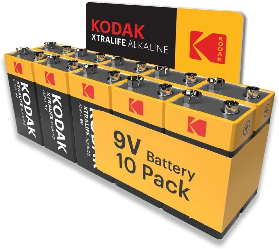 Kodak | 9V Batteries | Smoke Alarm PP3 9 Volt Square Battery | 10 Pack