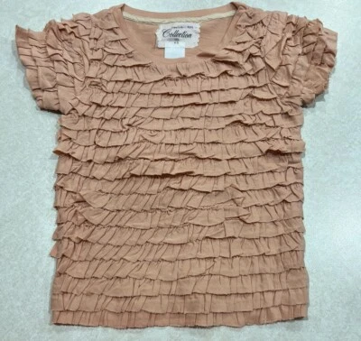 Crewcuts коллекции девочек персиковый оборки хлопок футболка с коротким рукавом размер 4-5 - Изображение 1 из 4