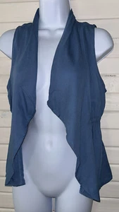 NWT Shyanne Sz LARGE Girls Youth Western Open Cardigan Vest Top Blue Rayon - Picture 1 of 10