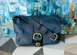 KIPLING Yodie Blue Gray Nylon Shoulder Messenger Bag Flap Buckle Purse RARE - Picture 1 of 17