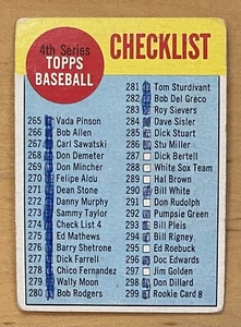 1963 Topps Baseball Checkliste 4. Serie #274 gut - Bild 1 von 2