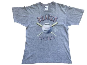 Vintage Atlanta Braves MLB Tee Shirt Jersey Over Print Mens Logo Size L - Picture 1 of 10